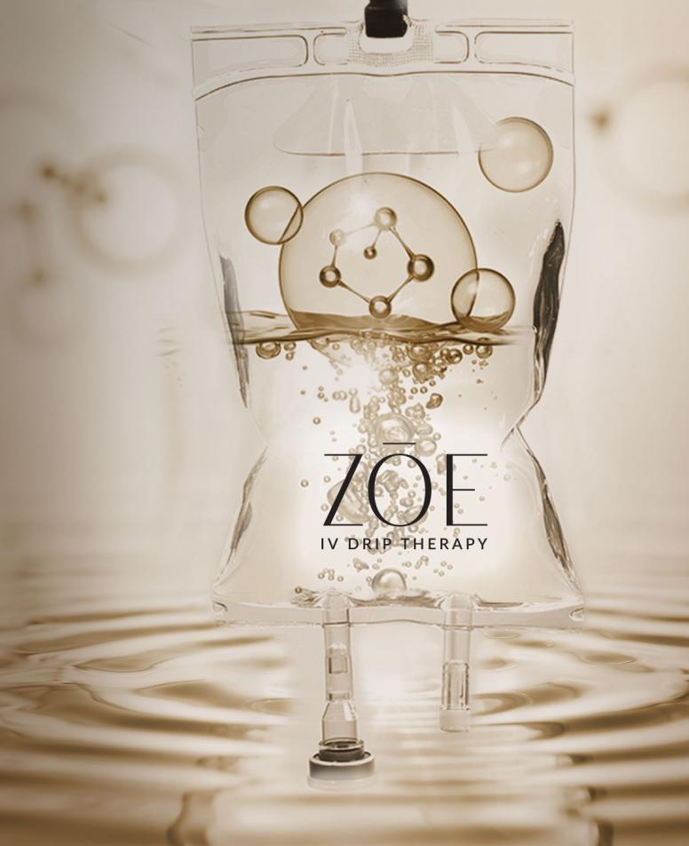 A bottle of serum labeled with the phrase IV Drip Therapy